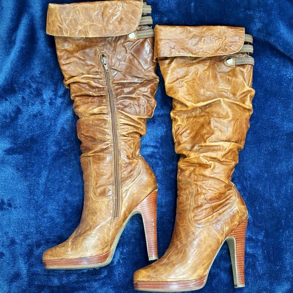 Jessica Simpson knee/over knee brown leather boots